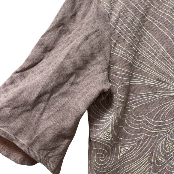 Anthropologie Akemi + Kin Onora Peacock Embroidered Sweater Top Size L Pink - Picture 5 of 9